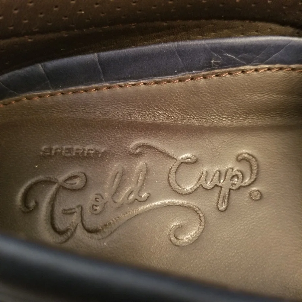 Sperry Gold Cup Authentic Boat Shoes Navy Blue Leather Mens Loafers Sz 7.5